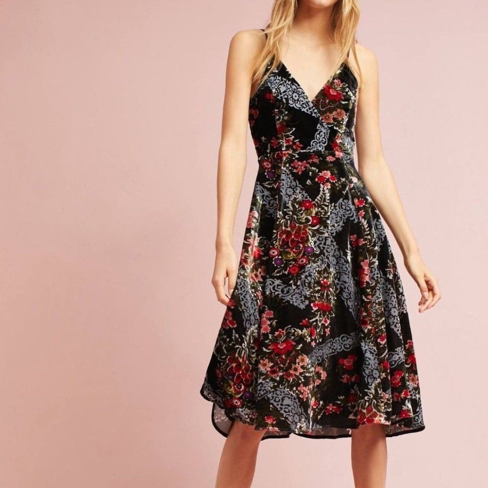 Anthropologie Floral Burnout Slip Dress by Eri+Ali